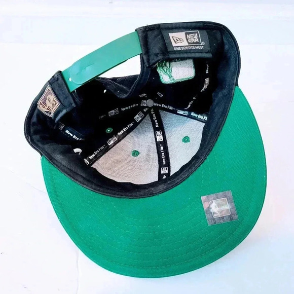 Boston Celtics New Era Baseball Hat NWT Snapback Black Green Embroidered 9Fifty - Picture 2 of 2